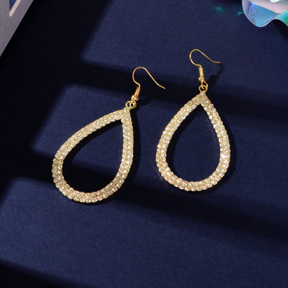 Shinning Full Rhinestone Water Drop Earrings Luxury Wedding Birdal Prom Jewelry-4