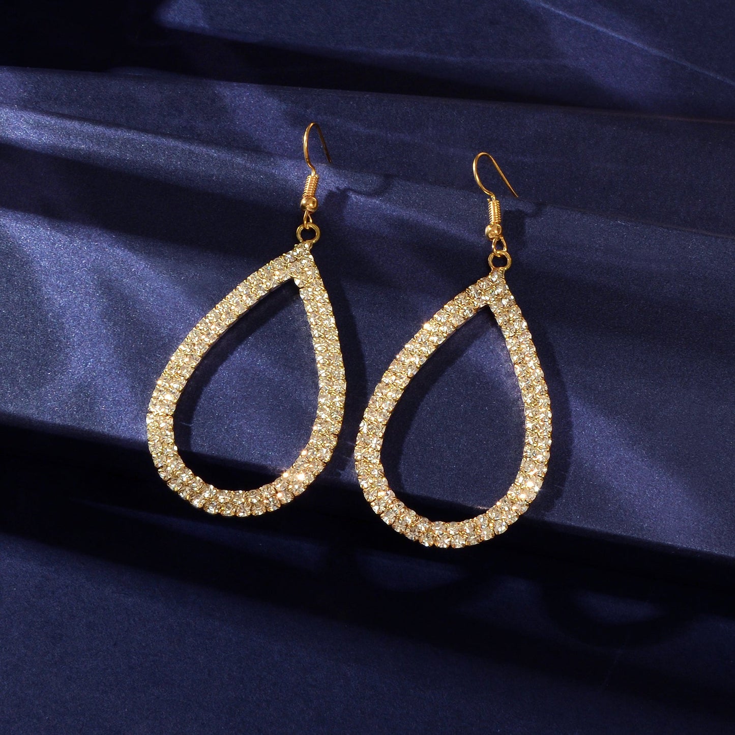 Shinning Full Rhinestone Water Drop Earrings Luxury Wedding Birdal Prom Jewelry-1