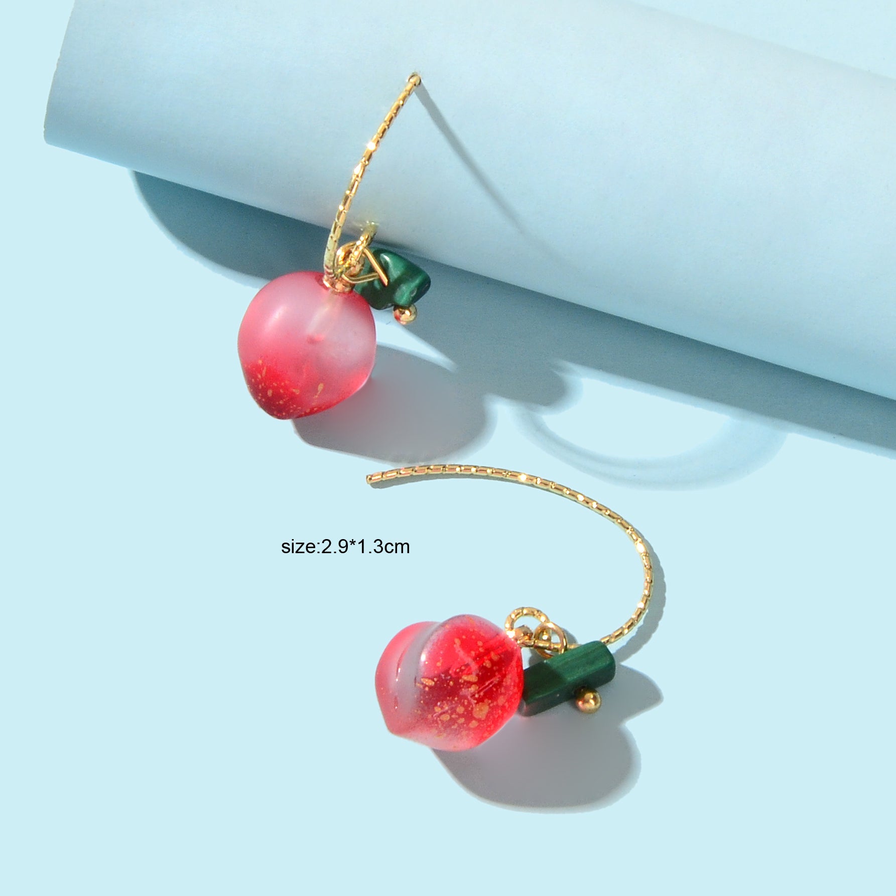 Lovely Resin 3D Fashion Design Pink Peach Drop Earrings Funny Best Friends Gifts-2