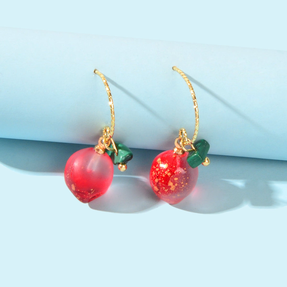 Lovely Resin 3D Fashion Design Pink Peach Drop Earrings Funny Best Friends Gifts-3