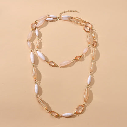 Multilayer Champagne Beads Necklace Beautiful Water Drop Clavicle Jewellery Gift-2