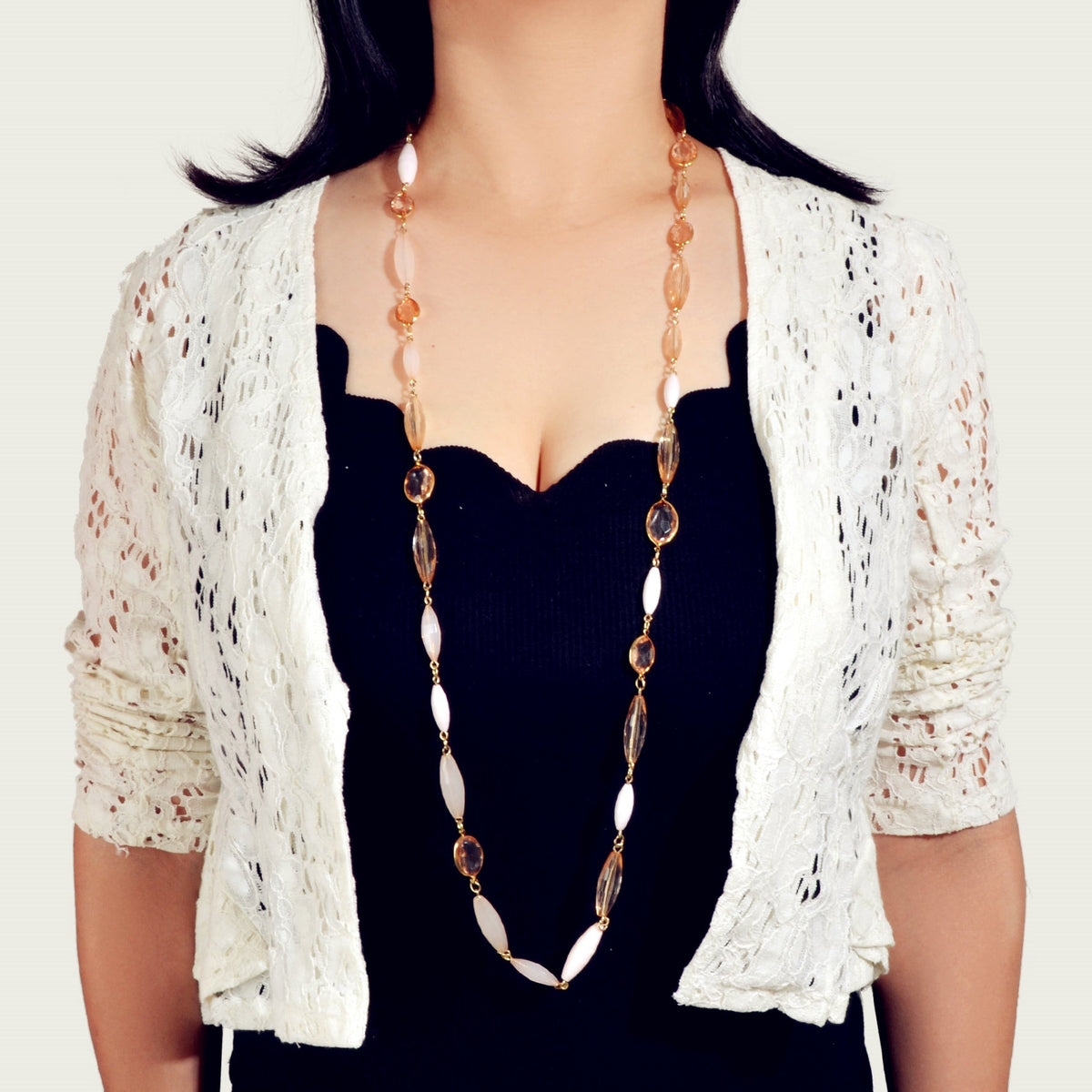Multilayer Champagne Beads Necklace Beautiful Water Drop Clavicle Jewellery Gift-0