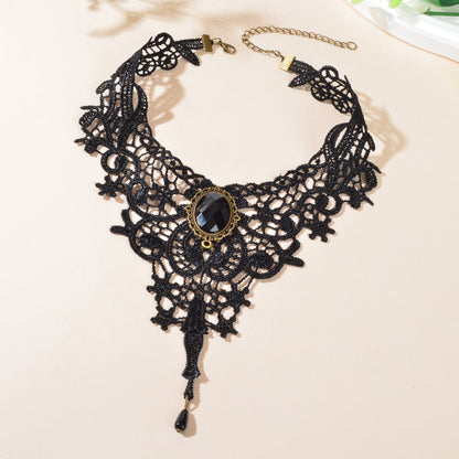 Vintage Gothic Black Hollow Lace Choker Tattoo Collar Necklace Cosplay Jewellery-1