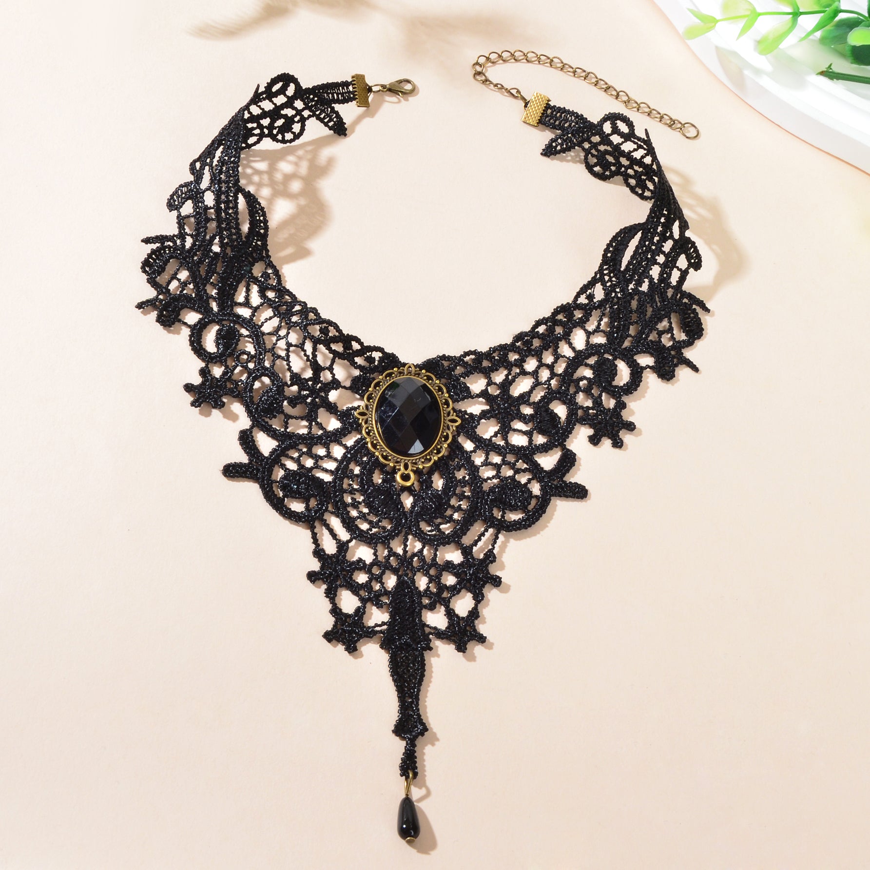 Vintage Gothic Black Hollow Lace Choker Tattoo Collar Necklace Cosplay Jewellery-2