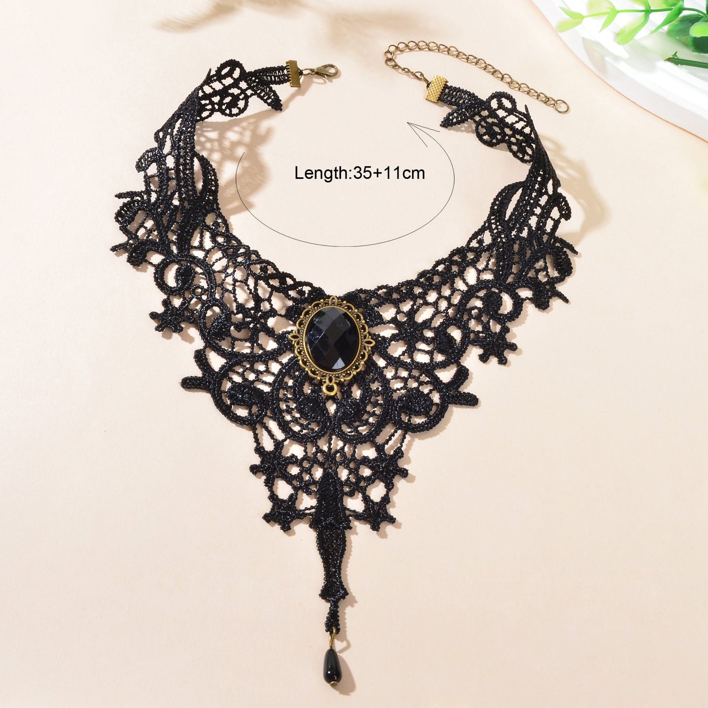 Vintage Gothic Black Hollow Lace Choker Tattoo Collar Necklace Cosplay Jewellery-3