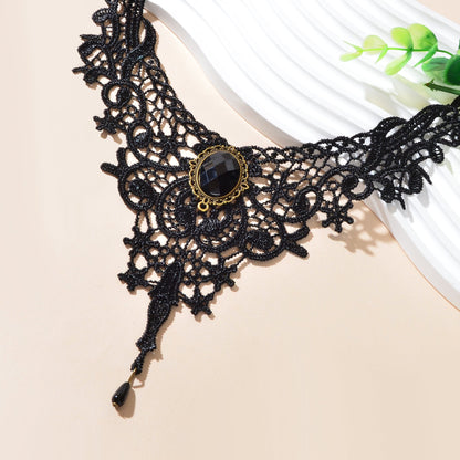 Vintage Gothic Black Hollow Lace Choker Tattoo Collar Necklace Cosplay Jewellery-4