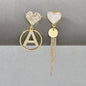 Asymmetrical Design Rhinestone Tassel Heart Circle Letter A Disc Charm Earrings-1