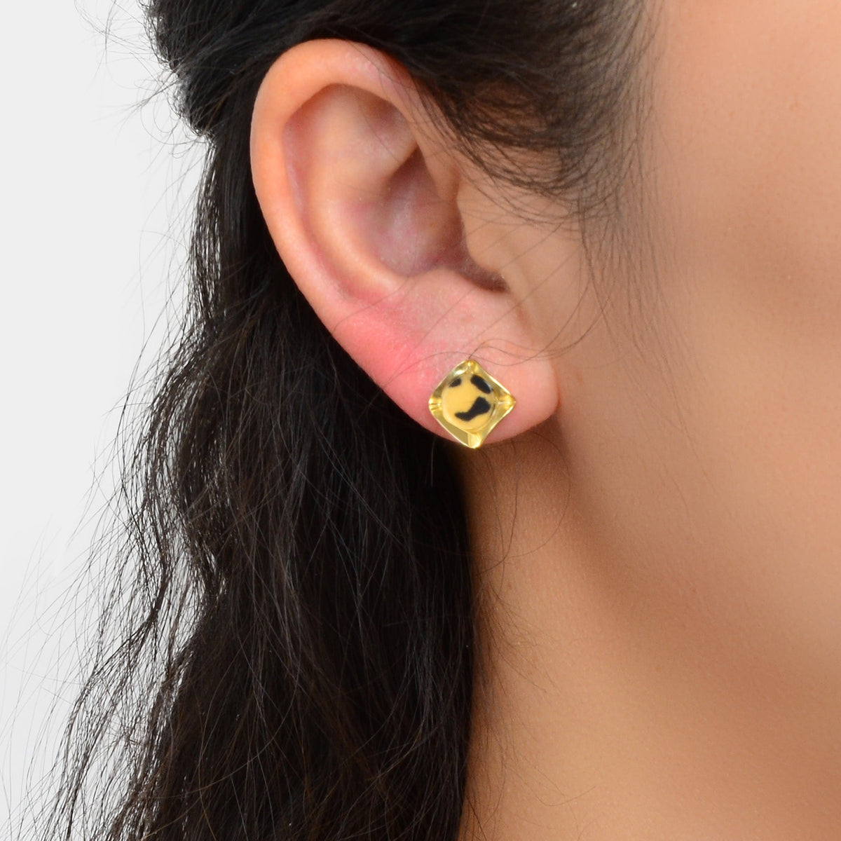 Retro Women Party Decoration Leopard Print Square Stud Hypoallergenic Earrings-4