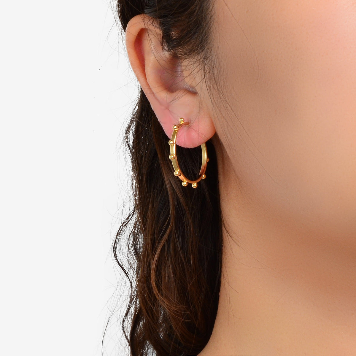 Statement Gold Silver Round Circle Huggie Hoop Earrings Women Party Accessories-0