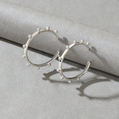 Statement Gold Silver Round Circle Huggie Hoop Earrings Women Party Accessories-1