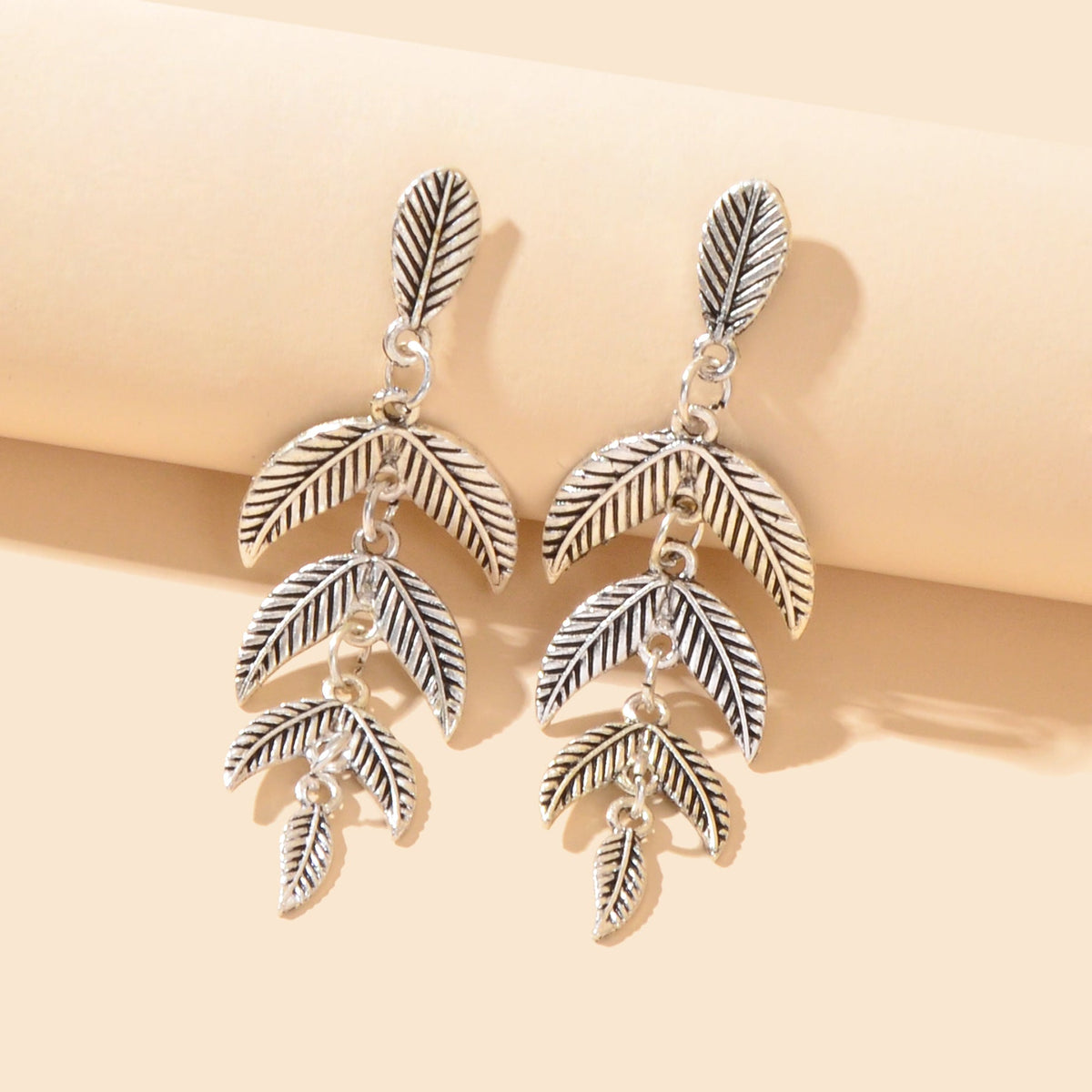 Vintage Accessories Antique Silvery Leaf Dangle Earrings for Women Daily Holiday Jewelry-1