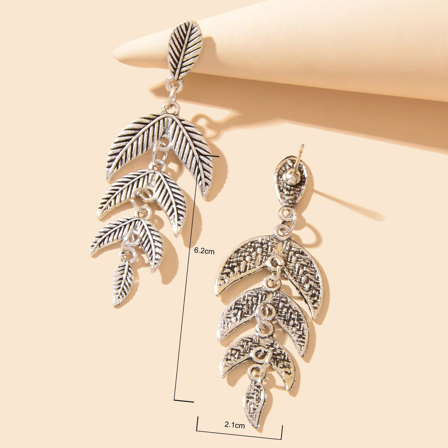 Vintage Accessories Antique Silvery Leaf Dangle Earrings for Women Daily Holiday Jewelry-4