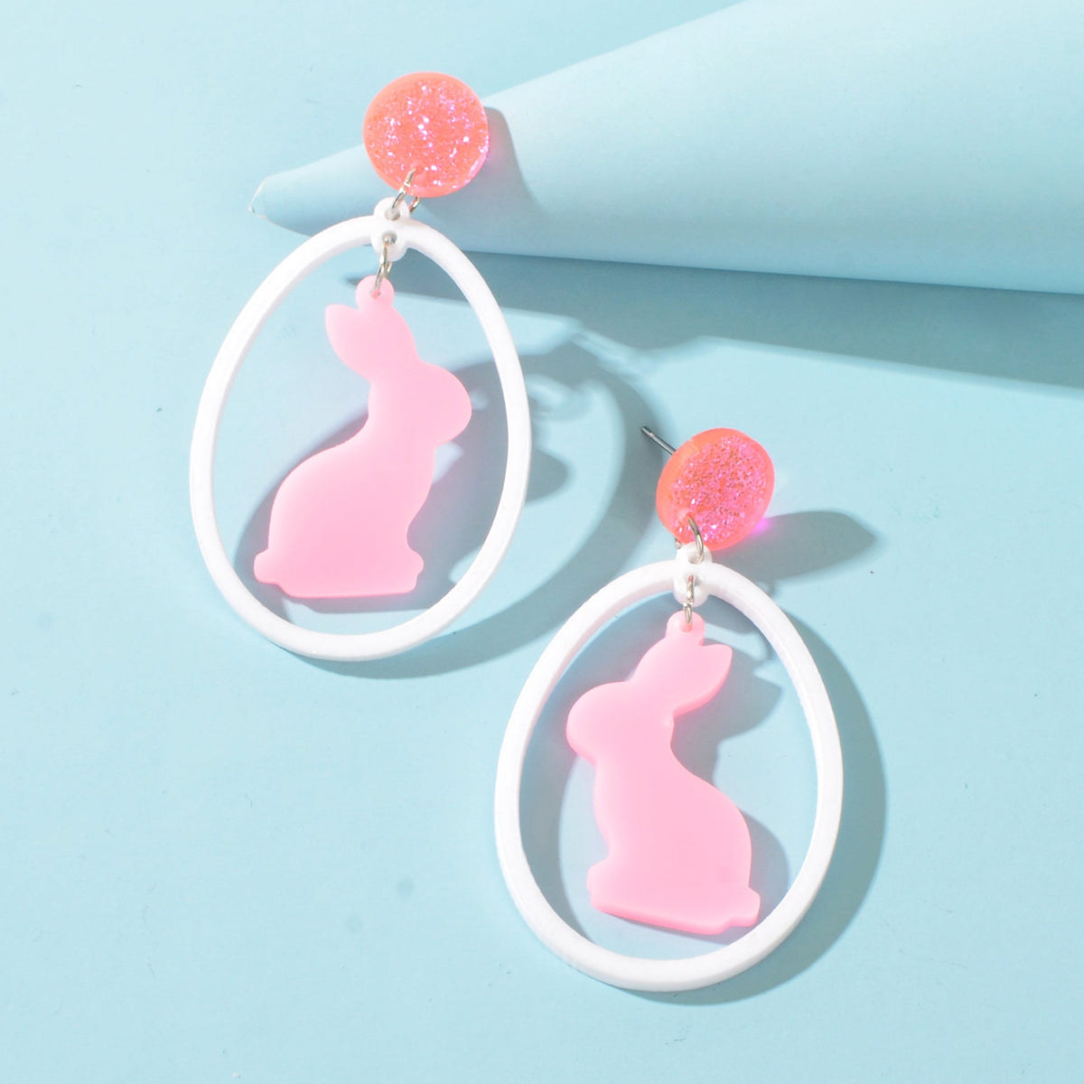 Lovely Pink Bunny Earrings Cute Charming Rabbit Ear Studs for a Whimsical Style-2