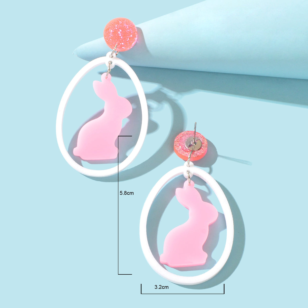 Lovely Pink Bunny Earrings Cute Charming Rabbit Ear Studs for a Whimsical Style-4
