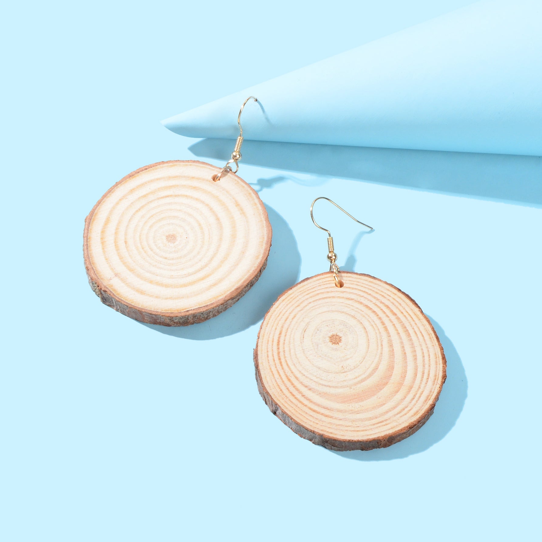 American Jewelry Ethnic Style Annual Rings Wood Dangle Hook Earrings for Holiday-2