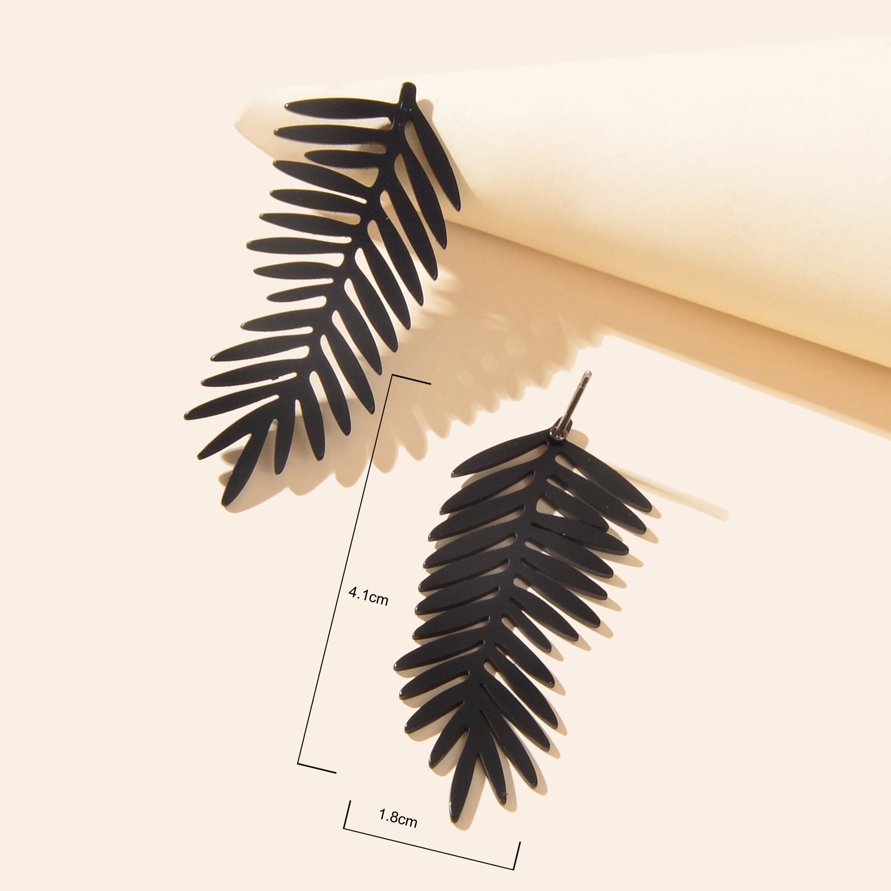 Gothic Punk Black Leaf Stud Statement Pierced Earrings Personality Accessories-3