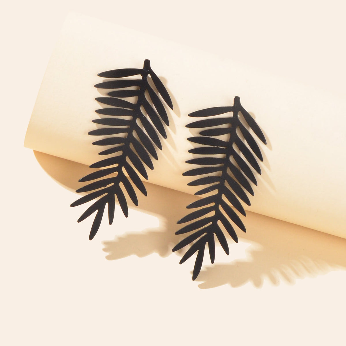 Gothic Punk Black Leaf Stud Statement Pierced Earrings Personality Accessories-4