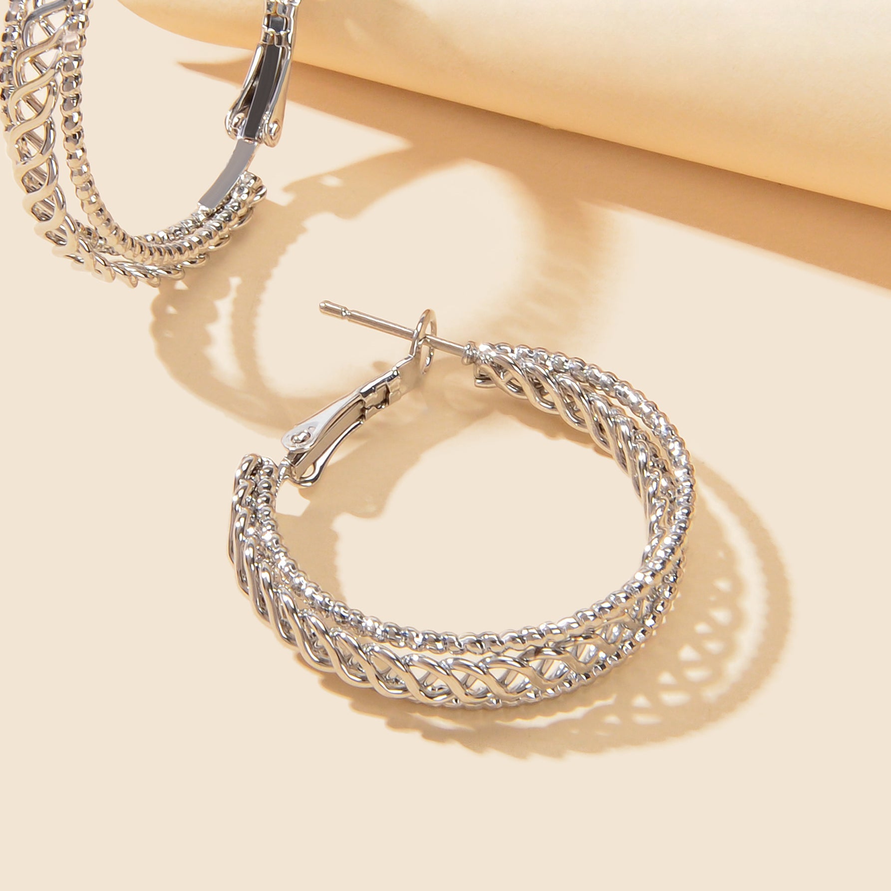 Silvery Hollow Metal Hoop Earrings Party Decoration for Women Trendy Jewelry-3