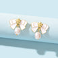 Retro Jewellery Pearl Charm White Black Enamel Bow Tie Hypoallergenic Earrings-1