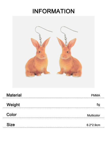 Cute Animal Drop Earrings Set 16 Pairs Acrylic Cartoon Squirrel Elephant Parrot Bunny Fun Fashion Jewelry-3