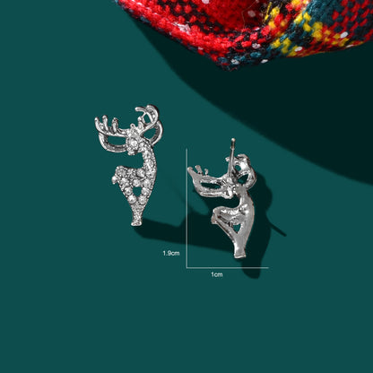 Christmas Reindeer Head Earrings Festive Holiday Deer Antler Playful Accessories-4