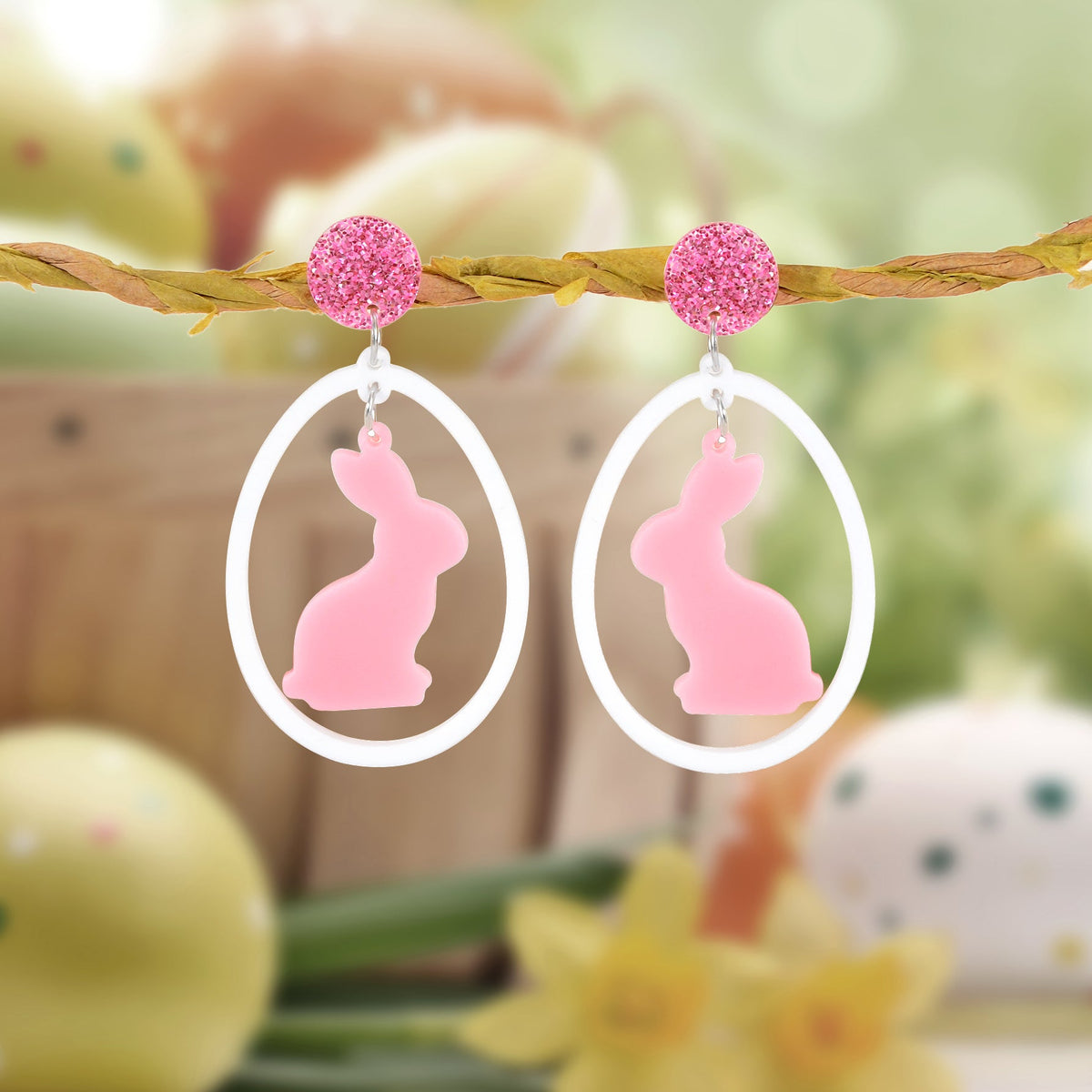 Lovely Pink Bunny Earrings Cute Charming Rabbit Ear Studs for a Whimsical Style-0