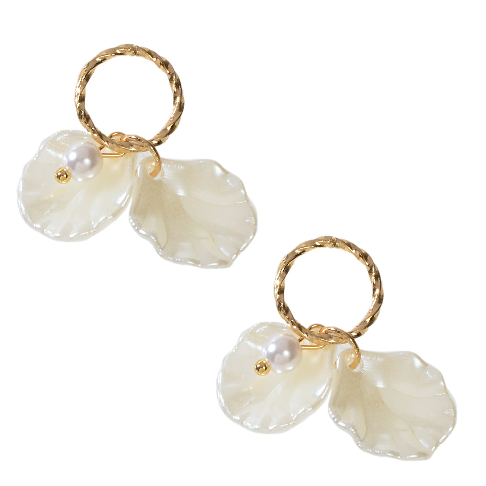 Awesome Pearl Decor Shell Shape Stud Gold Ocean Earrings Women Party Decoration-4