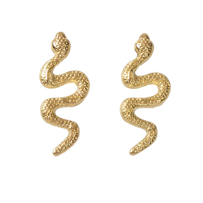 Personality Gold Silver Cute Snake Stud Pierced Earring Women Girls Accessories-4
