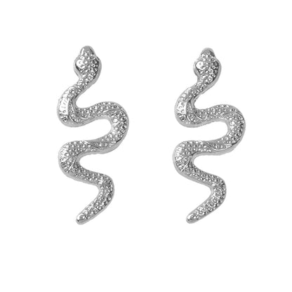 Personality Gold Silver Cute Snake Stud Pierced Earring Women Girls Accessories-5