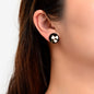 Retro Party Daily Jewelry Women White Leaf Black Round Enamel Stud Earrings-0