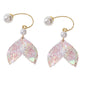 New Statement Pearl Decor Mermaid Tail Drop Earrings Shiny Women Teens Jewellery-1