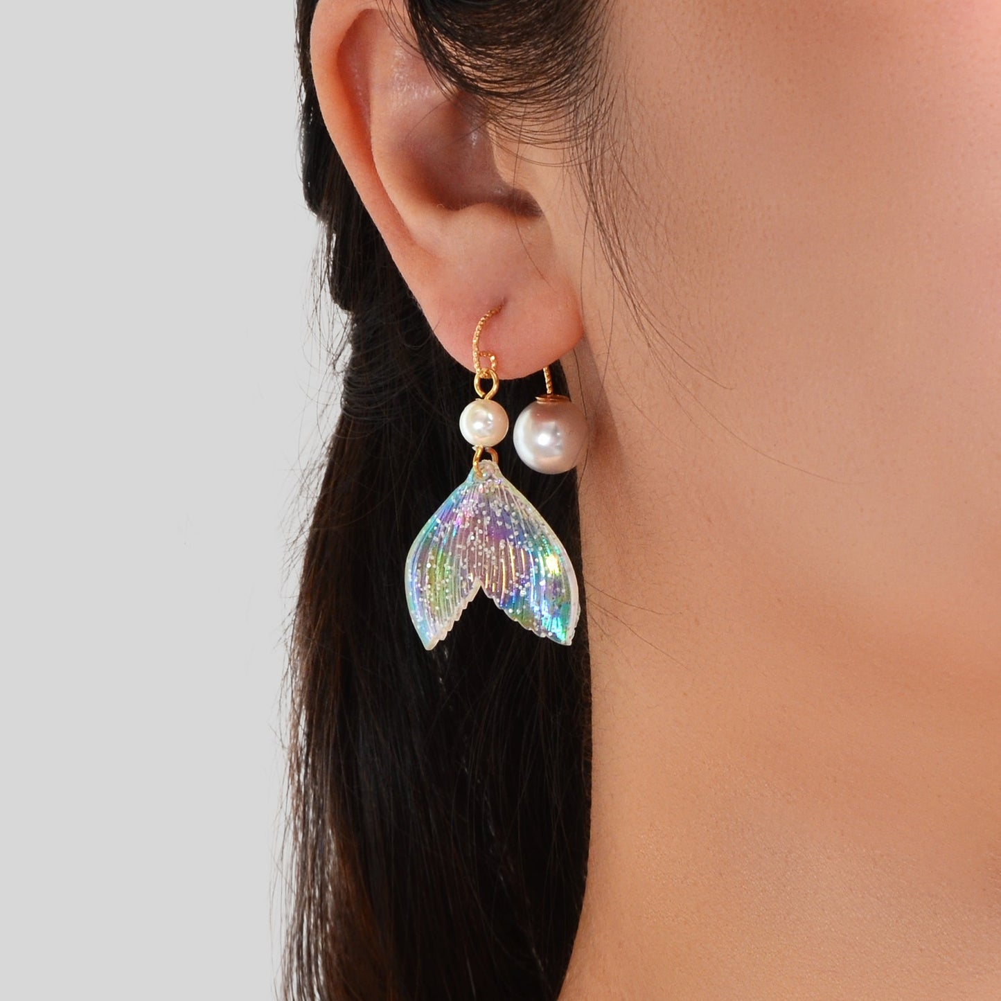 New Statement Pearl Decor Mermaid Tail Drop Earrings Shiny Women Teens Jewellery-6