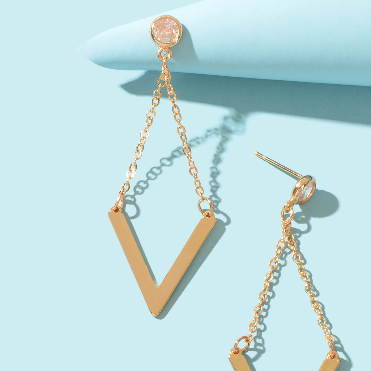 Fashion Golden Chain Rhombus Geometric Dangle Earrings Party School Daily Jewelry-1