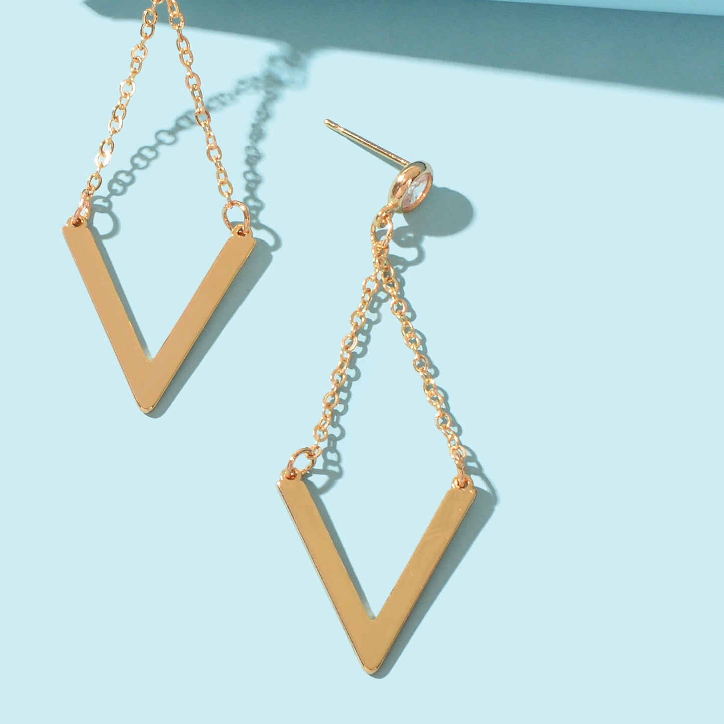 Fashion Golden Chain Rhombus Geometric Dangle Earrings Party School Daily Jewelry-2
