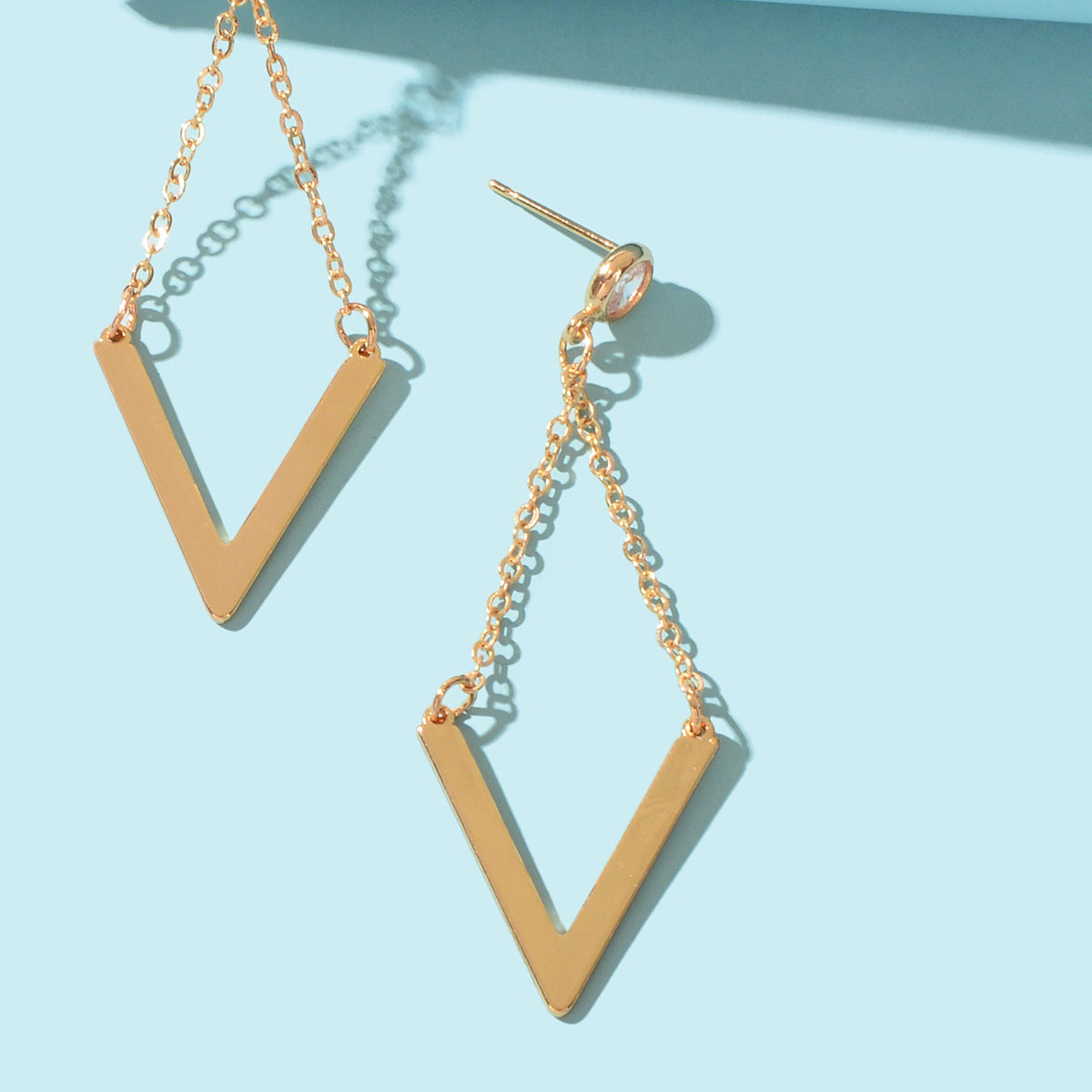 Fashion Golden Chain Rhombus Geometric Dangle Earrings Party School Daily Jewelry-2