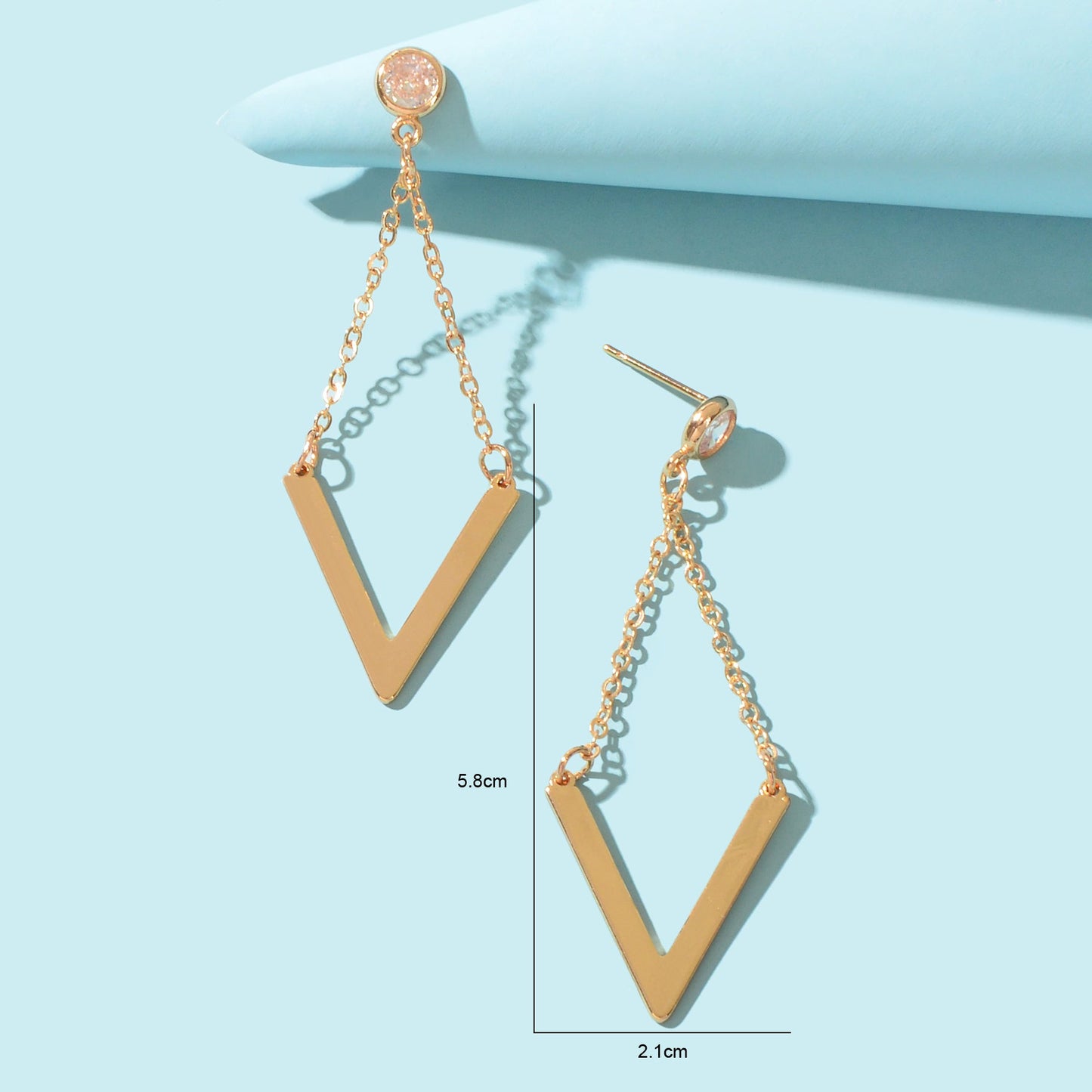 Fashion Golden Chain Rhombus Geometric Dangle Earrings Party School Daily Jewelry-3