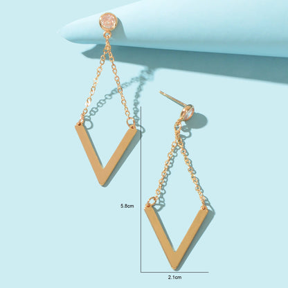 Fashion Golden Chain Rhombus Geometric Dangle Earrings Party School Daily Jewelry-3