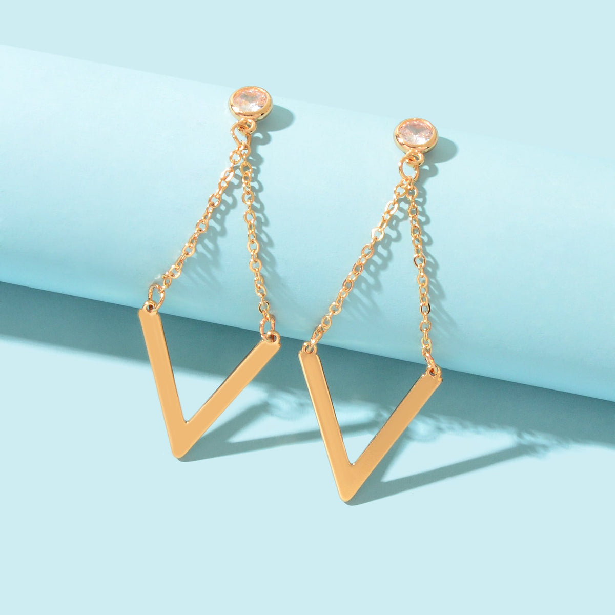 Fashion Golden Chain Rhombus Geometric Dangle Earrings Party School Daily Jewelry-4