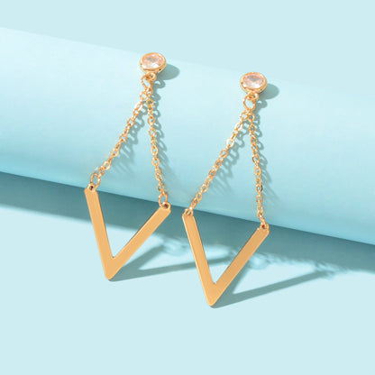 Fashion Golden Chain Rhombus Geometric Dangle Earrings Party School Daily Jewelry-4