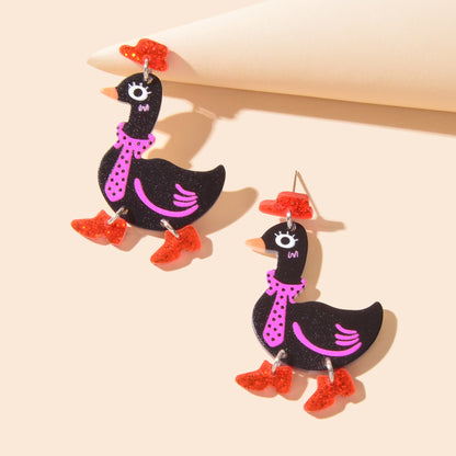 Adorable Duckling Earrings Novelty Duck Dangle Stud Easter Holiday Jewelry Gift-3
