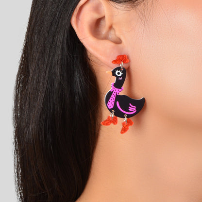Adorable Duckling Earrings Novelty Duck Dangle Stud Easter Holiday Jewelry Gift-2