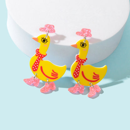 Adorable Duckling Earrings Novelty Duck Dangle Stud Easter Holiday Jewelry Gift-1