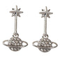New Designer Rhinestone Gold Silver Planet Star Stud Pierced Earrings Ear Jacket-5