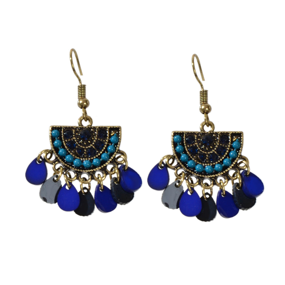 Boho Jewellery Blue Beads Sectored Water Drop Earrings Ethnic Women Accessories-4