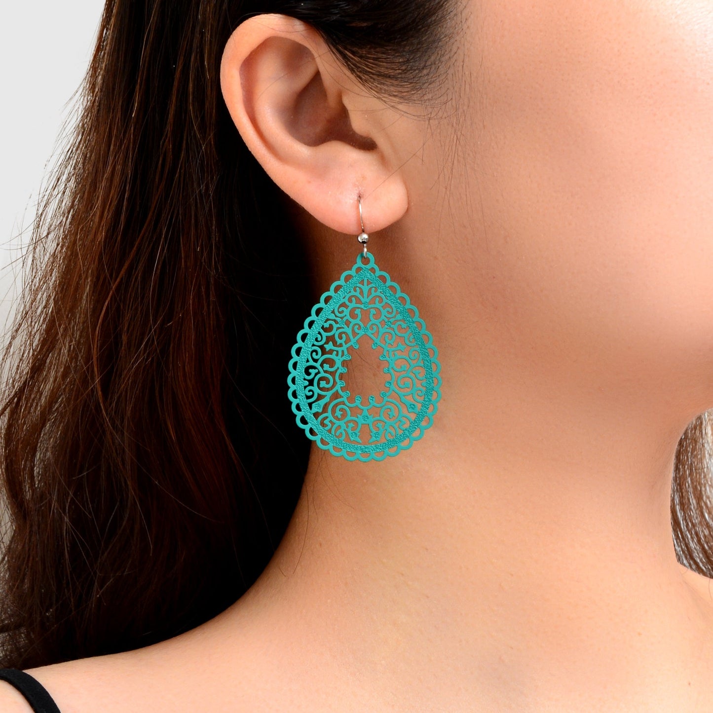 Fashion Hollow Black Green Geometric Water Drop Earrings Party Daily Holiday Jewelry-1