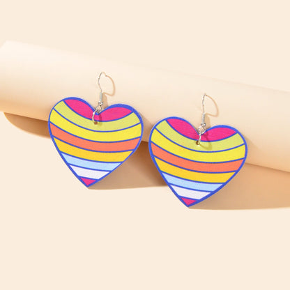 Sweet Colorful Heart PU Leather Dangle Earrings Women Party Daily Vacation Jewelry-1
