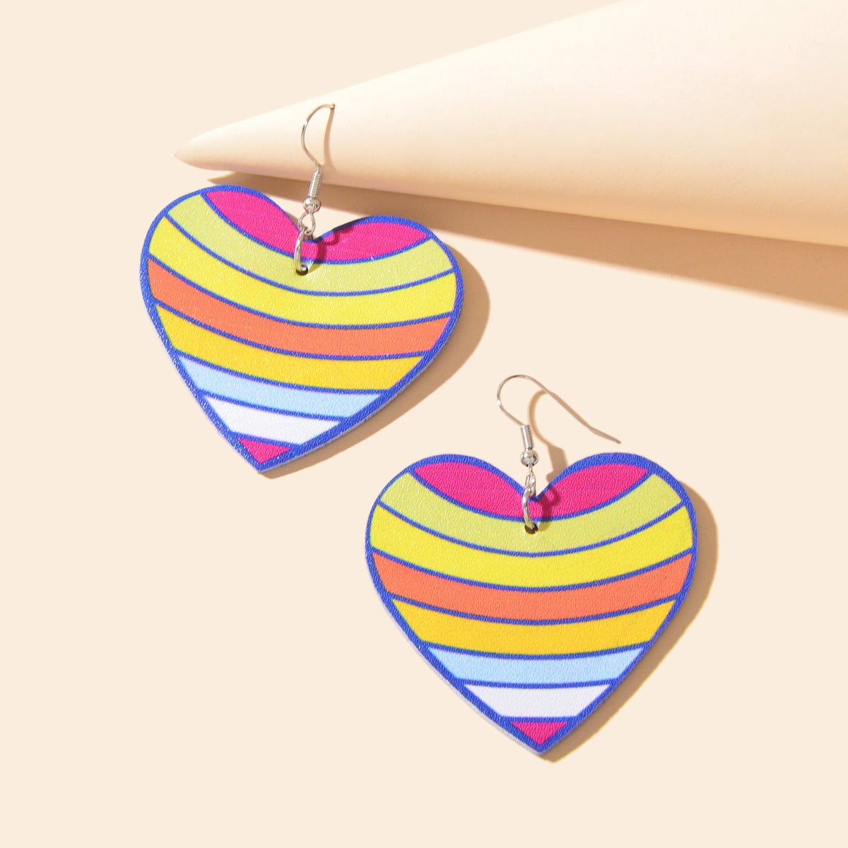 Sweet Colorful Heart PU Leather Dangle Earrings Women Party Daily Vacation Jewelry-2