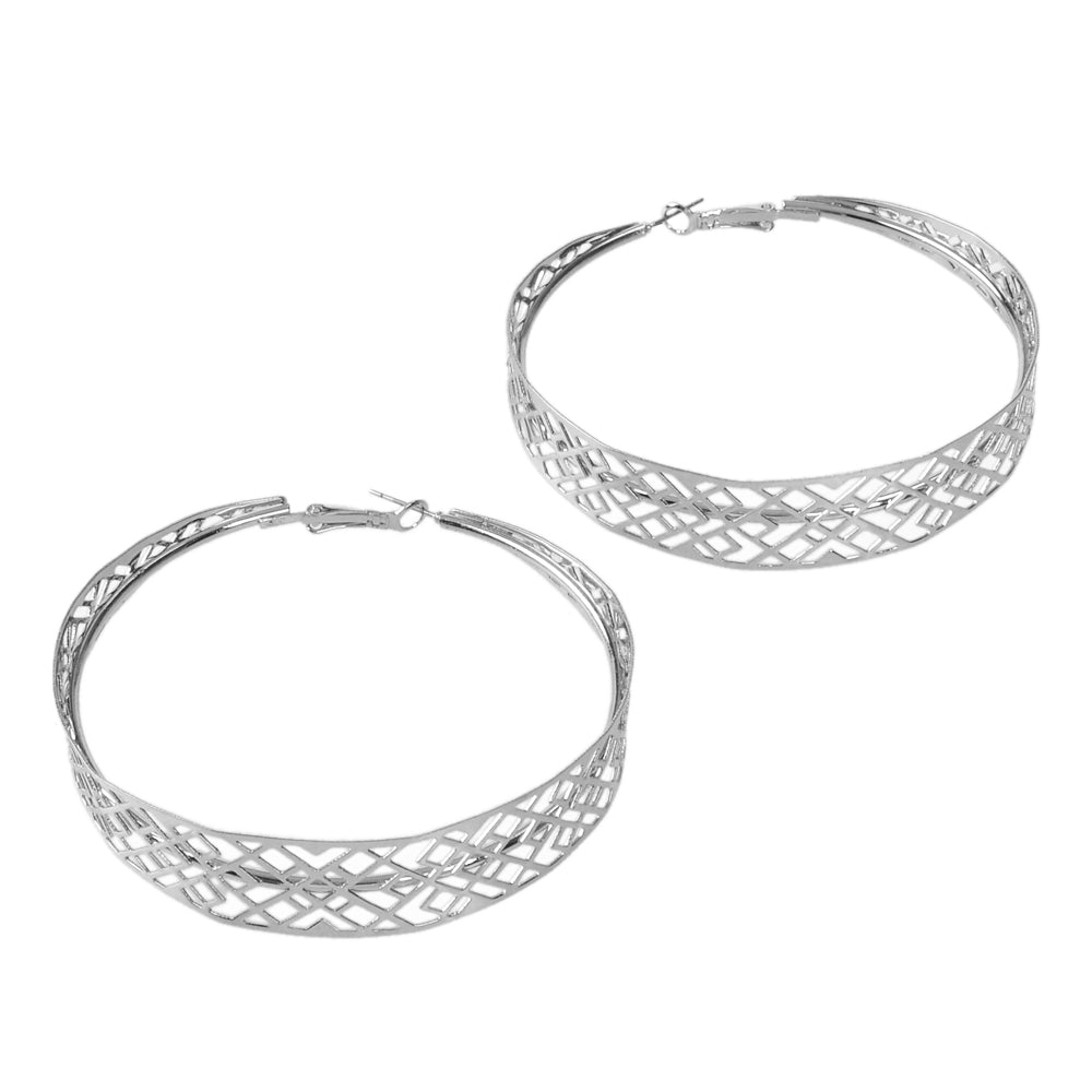 Ethnic Hollow out Geometric Big Statement Hoop Huggie Earrings Chunky Jewellery-4