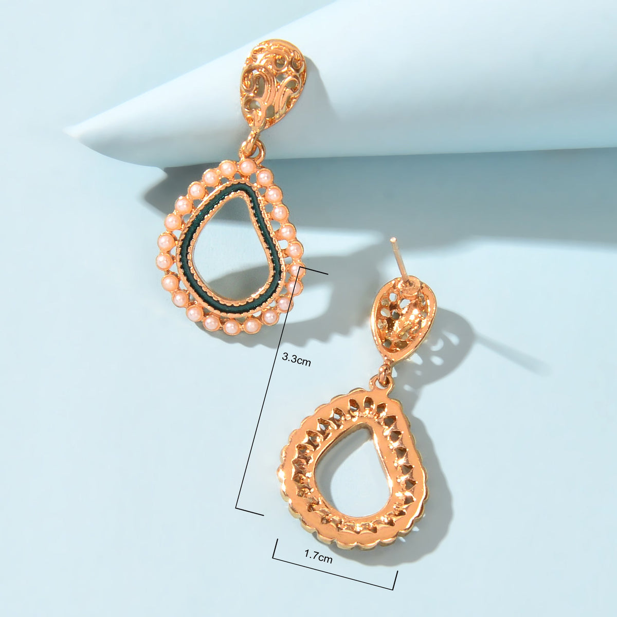 Trendy Daily Jewellery Pearl Decoration Gold Hollow Geometric Dangle Earrings-3