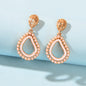 Trendy Daily Jewellery Pearl Decoration Gold Hollow Geometric Dangle Earrings-1
